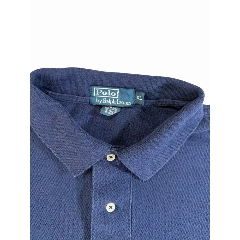 Polo Ralph Lauren Custom Fit Polo Shirt Mens XL Navy Blue Red Pony Cotton